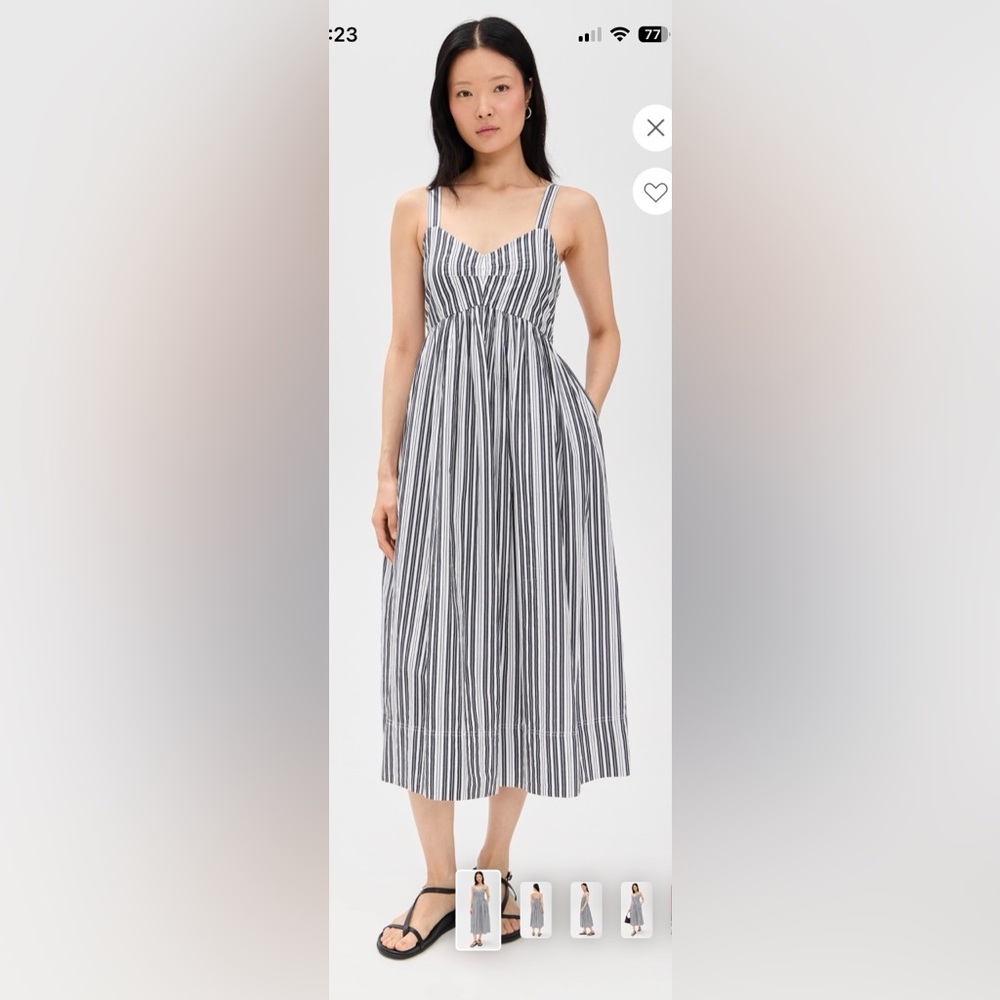THE GREAT. The Reyes Dress - Monochrome Striped Dress